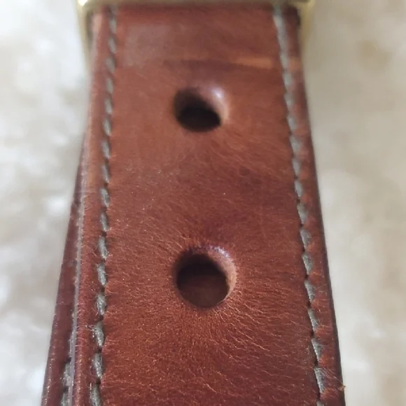 Fossil Tan Leather Belt with Brass Buckle - Picture 7 of 7